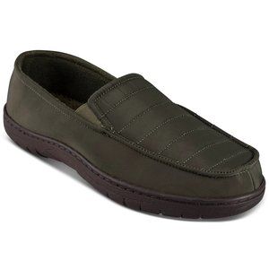 Haggar Men's Venetian Quilted Nylon Olive Slippers Size: XL(11-12) New in Box